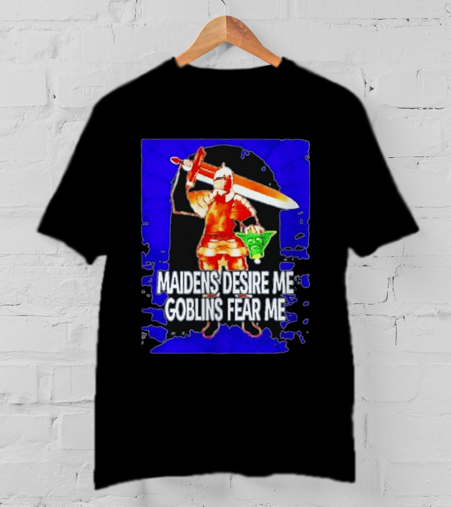 Maidens Desire Me Goblins Fear Me Knight With Yoda Head T-Shirt