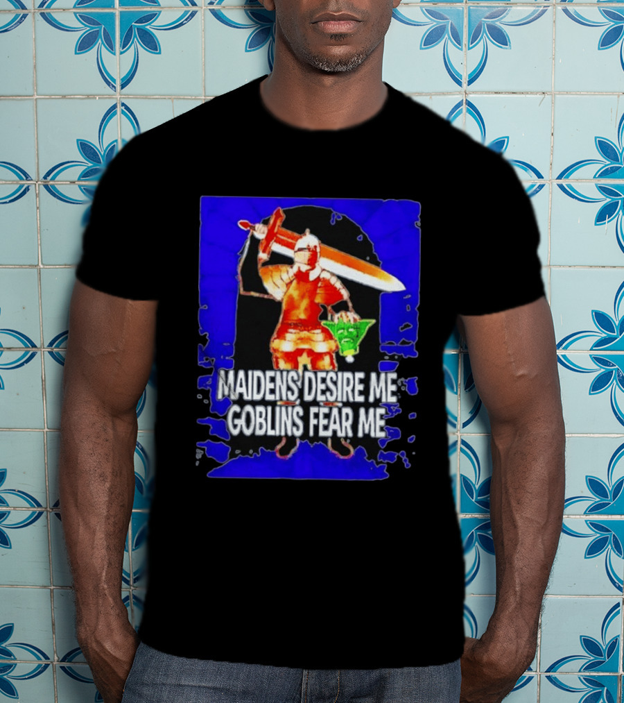 Maidens Desire Me Goblins Fear Me Knight With Yoda Head T-Shirt