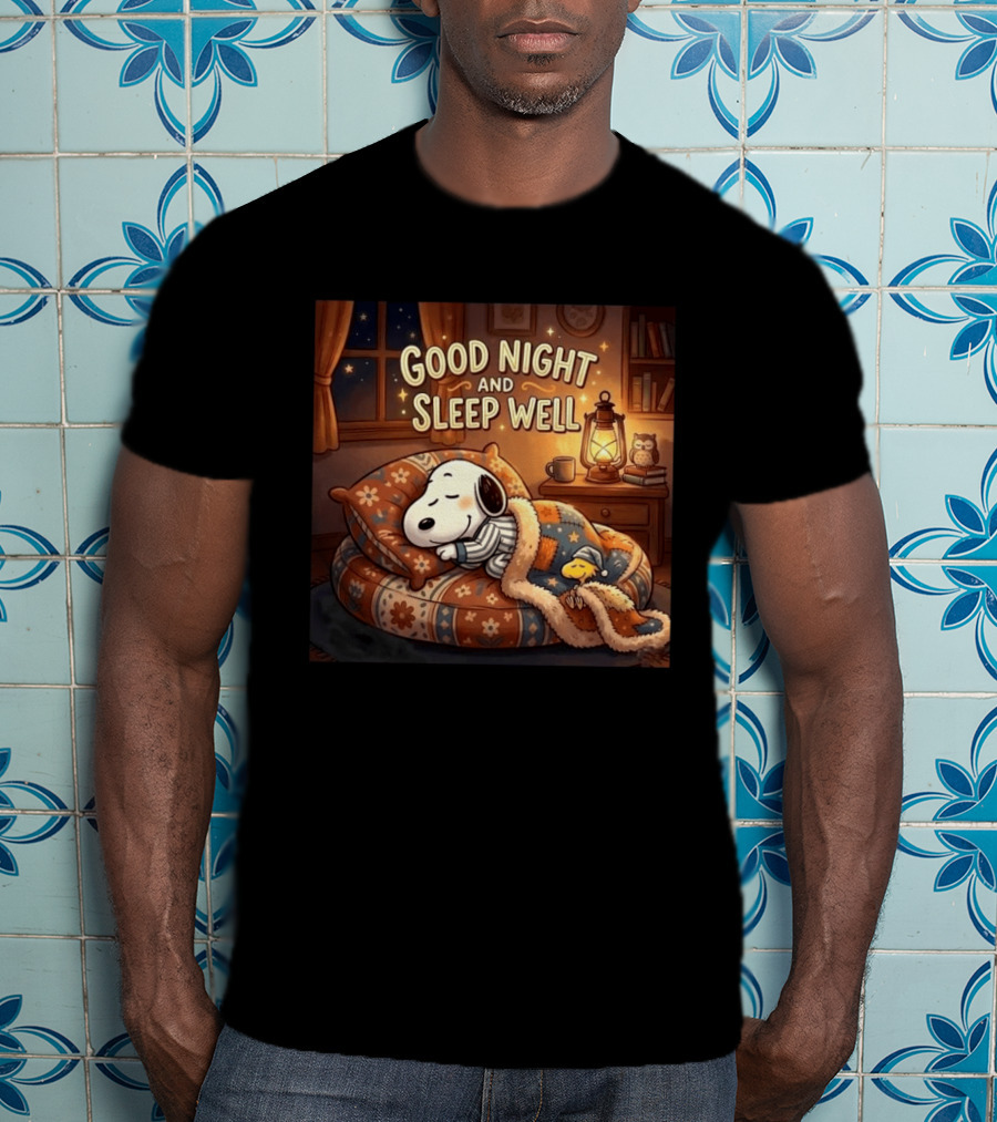 Snoopy And Woodstock Cozy Bedtime Good Night And Sleep Well T-Shirt