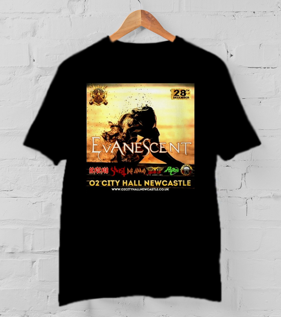 Evanescent Live At O2 City Hall Newcastle With AC/DC Ghost Def Leppard And Poison December 28th T-Shirt