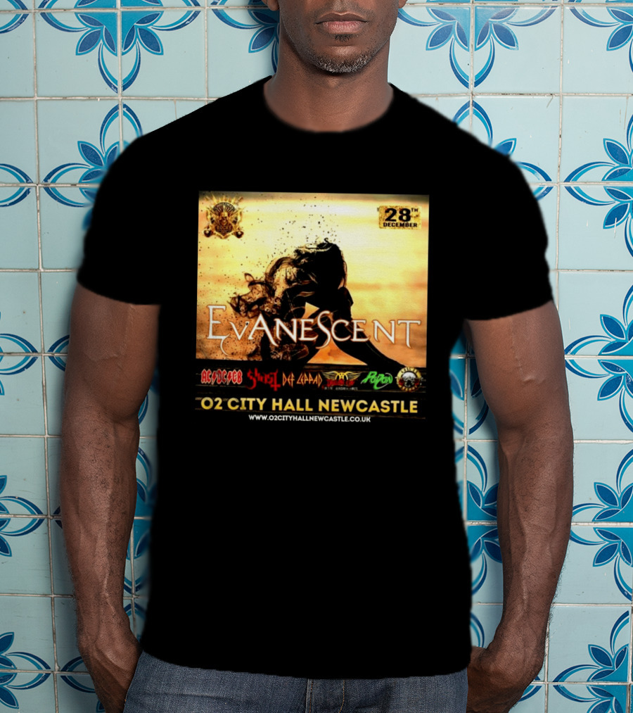 Evanescent Live At O2 City Hall Newcastle With AC/DC Ghost Def Leppard And Poison December 28th T-Shirt