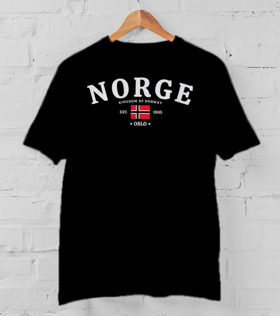 Norge Kingdom Of Norway Est 1905 Oslo Red Flag Scandinavian T-Shirt