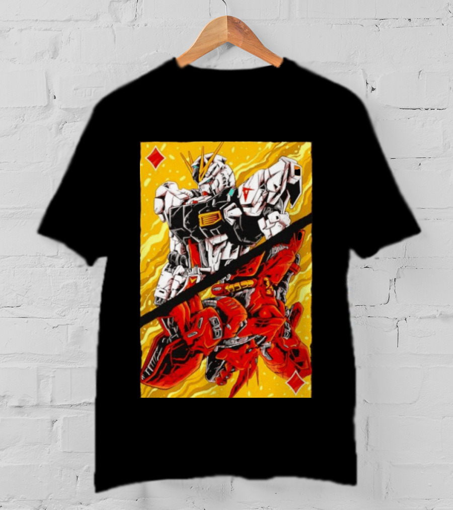Nu Gundam Sazabi Mobile Suit Gundam Char's Counterattack Playing Card T-Shirt