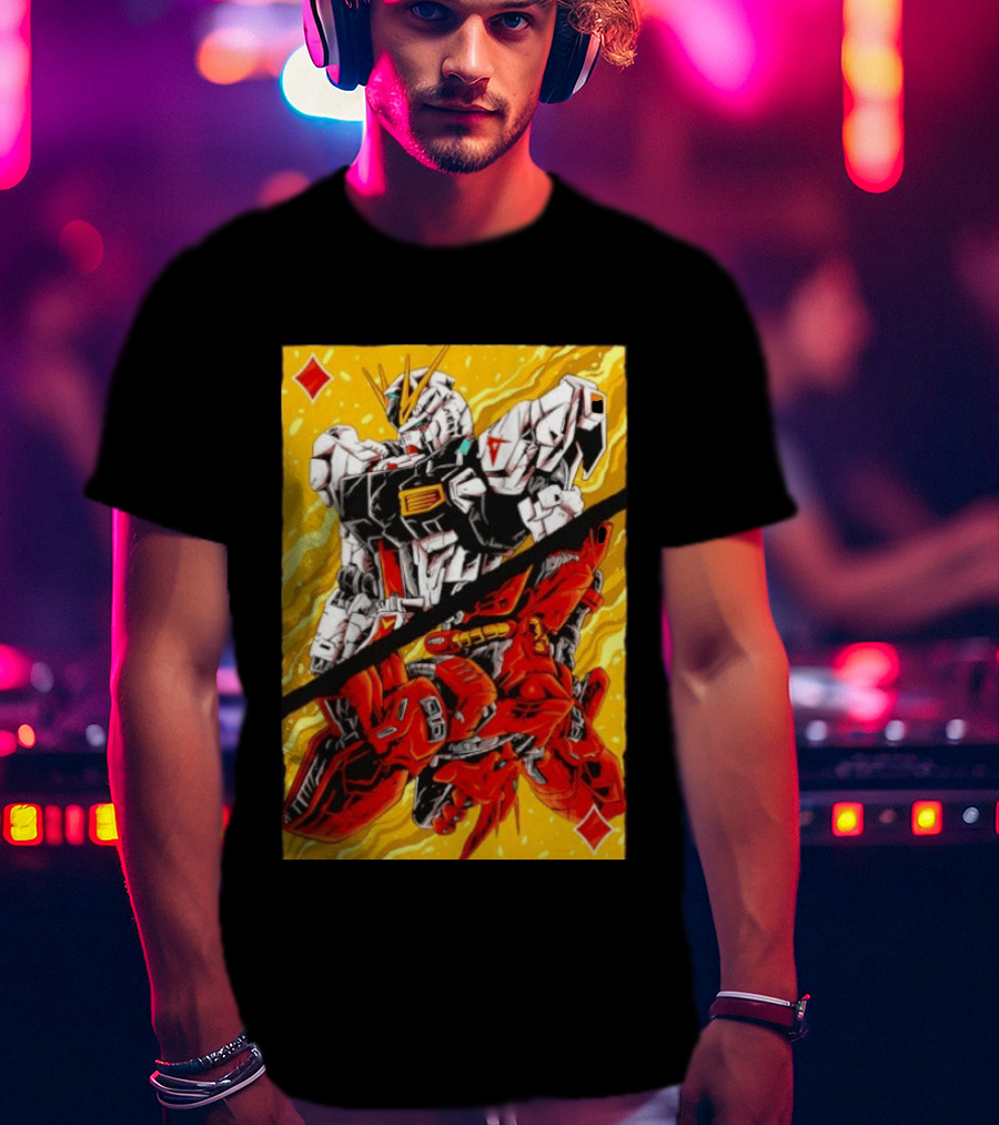 Nu Gundam Sazabi Mobile Suit Gundam Char's Counterattack Playing Card T-Shirt
