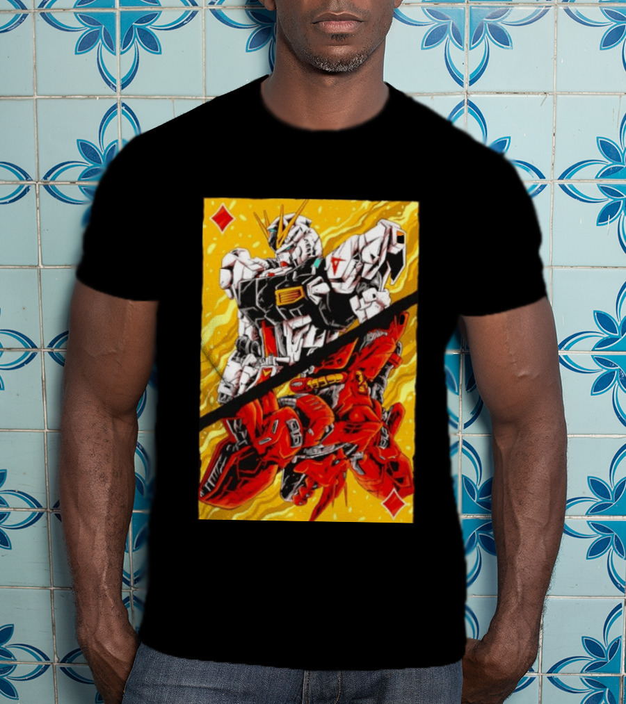 Nu Gundam Sazabi Mobile Suit Gundam Char's Counterattack Playing Card T-Shirt