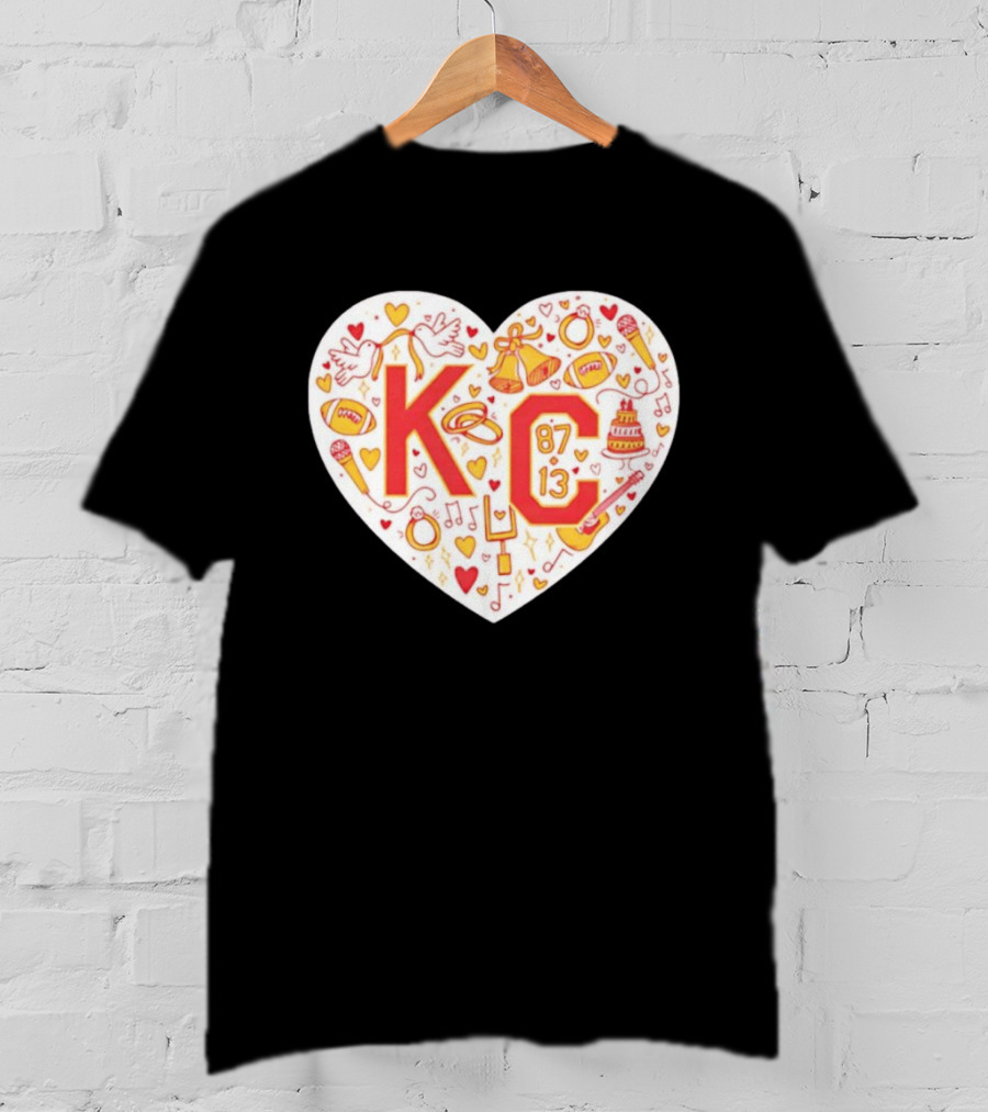 Travis Kelce Taylor KC 87 13 Kansas City Chiefs Football Love Heart T-Shirt
