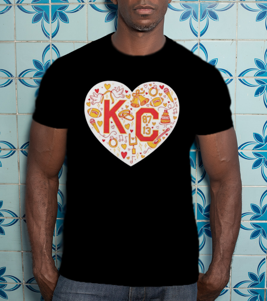 Travis Kelce Taylor KC 87 13 Kansas City Chiefs Football Love Heart T-Shirt