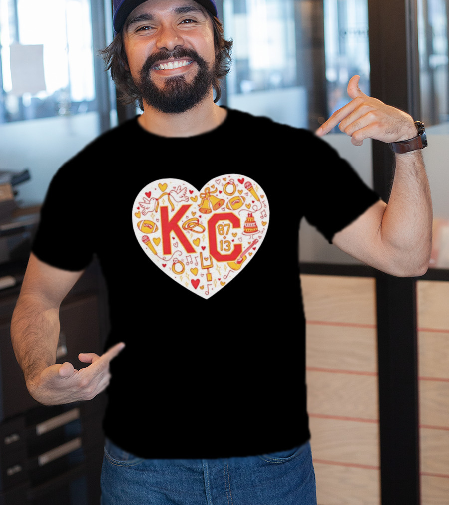 Travis Kelce Taylor KC 87 13 Kansas City Chiefs Football Love Heart T-Shirt