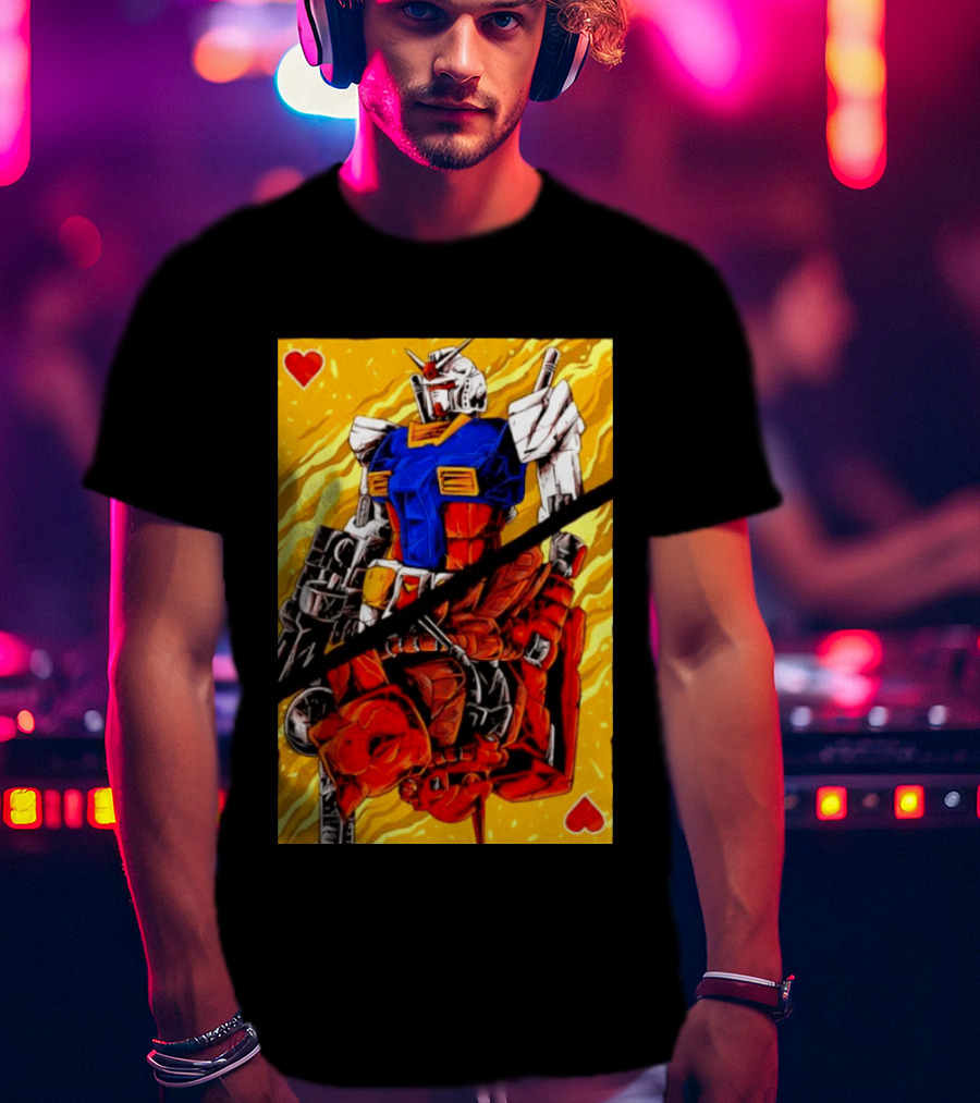RX 78 2 Gundam Mobile Suit King Of Hearts Playing Card T-Shirt