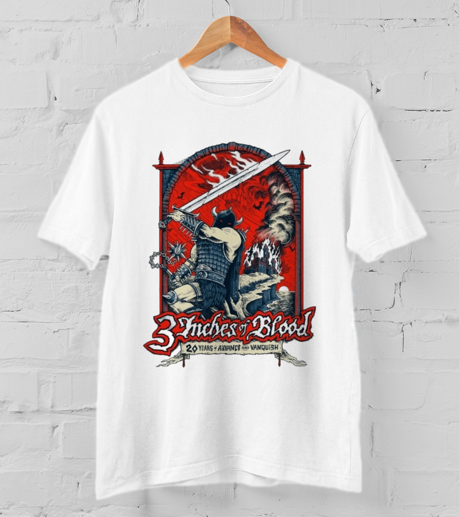 3 Inches Of Blood 20 Years Of Advance And Vanquish Alberta Nov 22 23 2026 T-Shirt