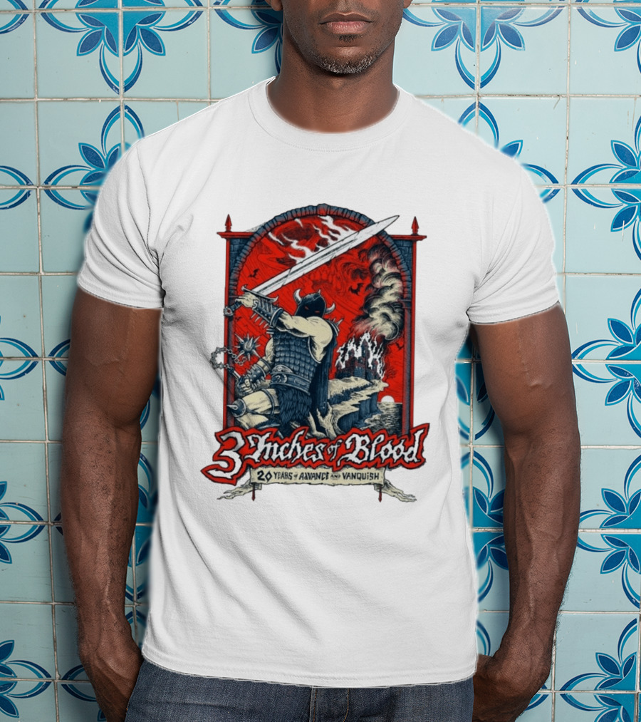 3 Inches Of Blood 20 Years Of Advance And Vanquish Alberta Nov 22 23 2026 T-Shirt