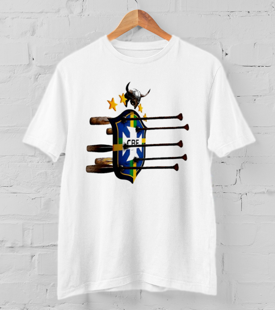Brazil National Football Team CBF Viking Helmet Spears Stars T-Shirt