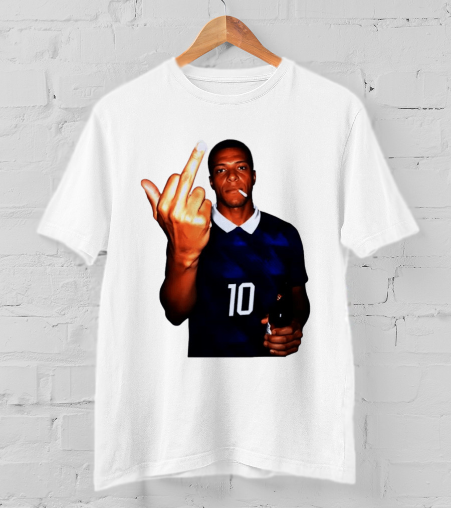 Kylian Mbappe Number 10 Edgy Gesture With Cigarette And Drink T-Shirt