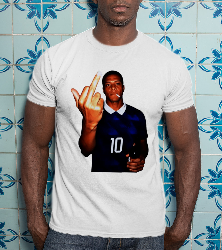 Kylian Mbappe Number 10 Edgy Gesture With Cigarette And Drink T-Shirt