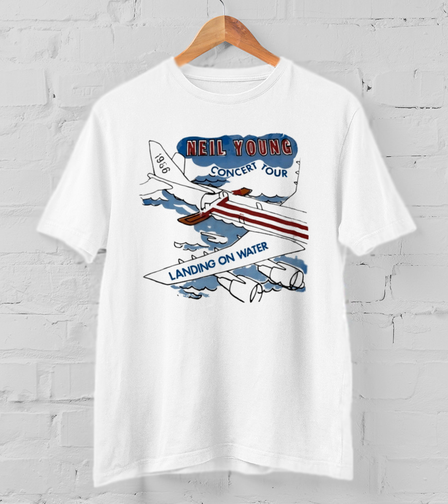 Neil Young 1986 Concert Tour Landing On Water T-Shirt
