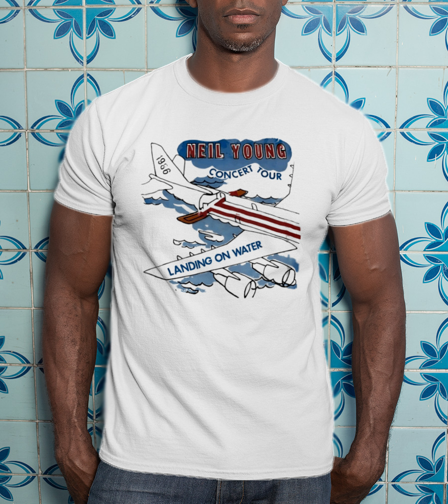 Neil Young 1986 Concert Tour Landing On Water T-Shirt