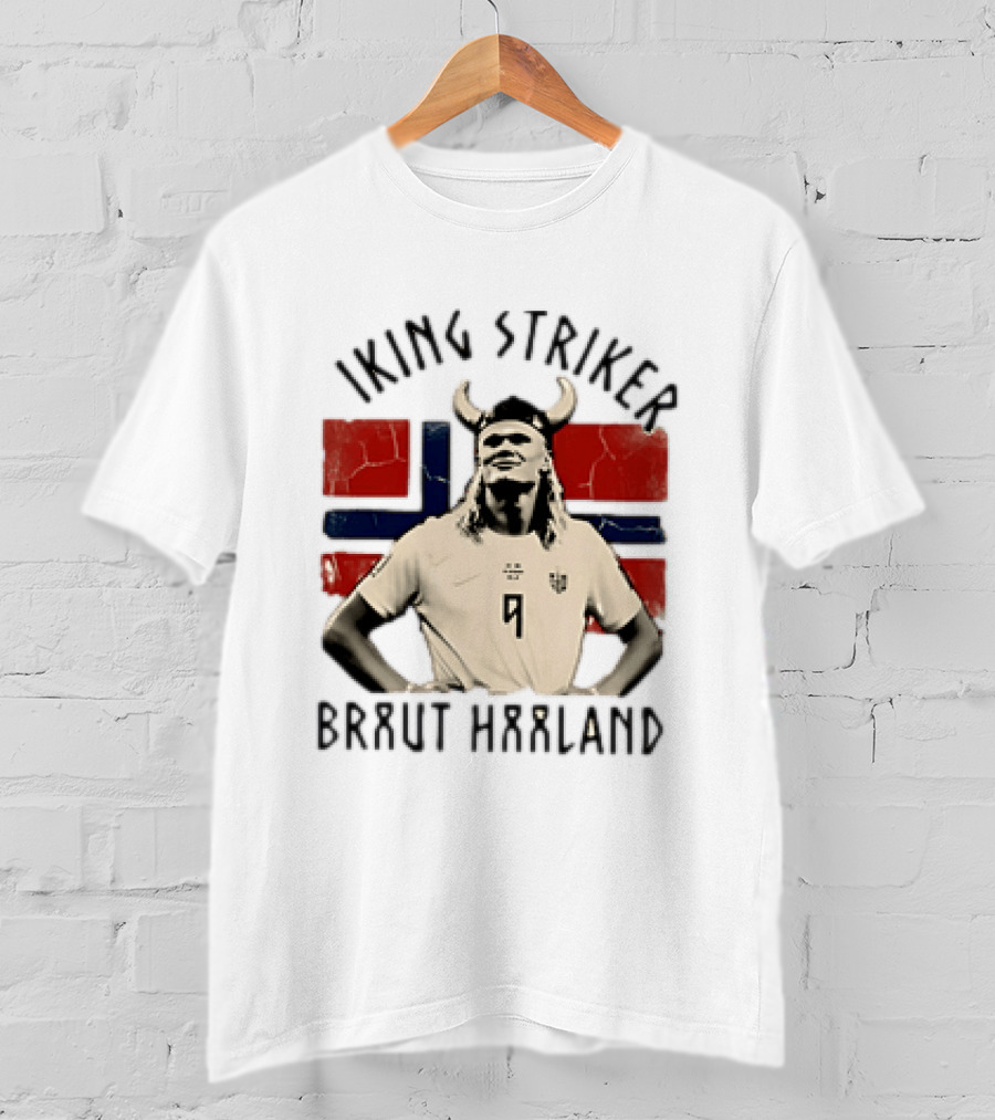 Braut Haaland Viking Striker Norway Flag T-Shirt