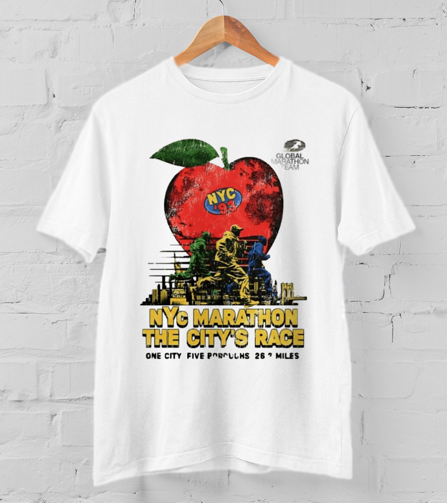NYC Marathon 93 Global Team The Citys Race One City Five Boroughs 26 Miles T-Shirt