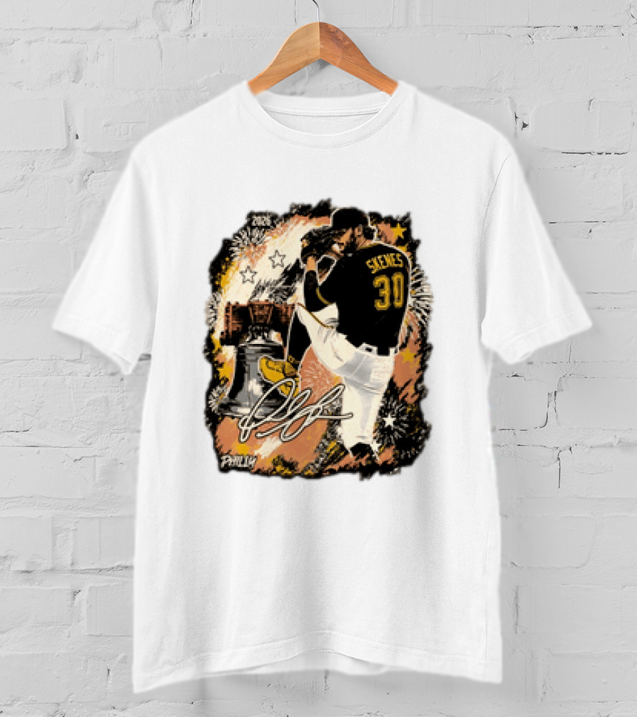 Pittsburgh Pirates Paul Skenes 30 MLB Players All Star Philly Collaboration Liberty Bell Fireworks T-Shirt