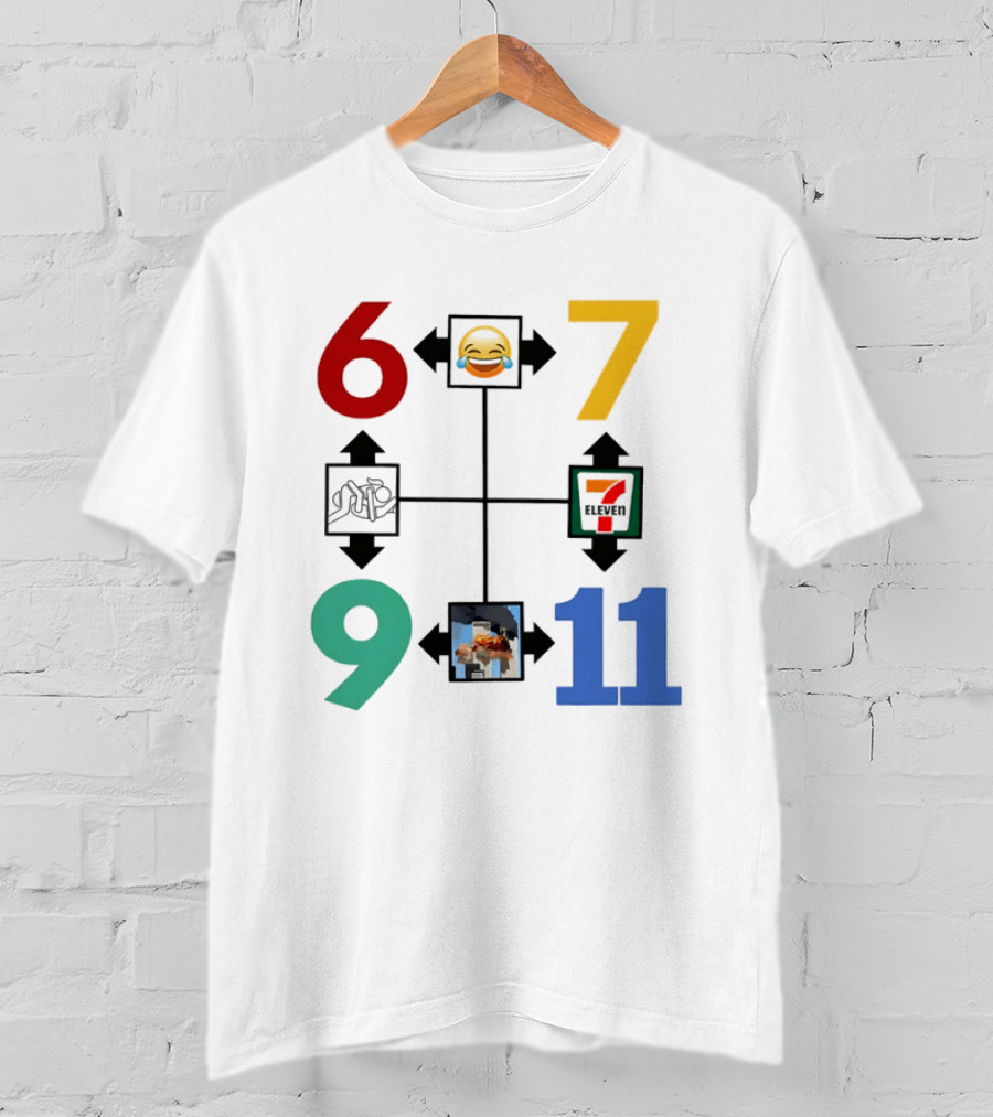 Six Seven 6 7 9 11 Emoji Wojak Meme Diagram Edgy Dark Humor T-Shirt