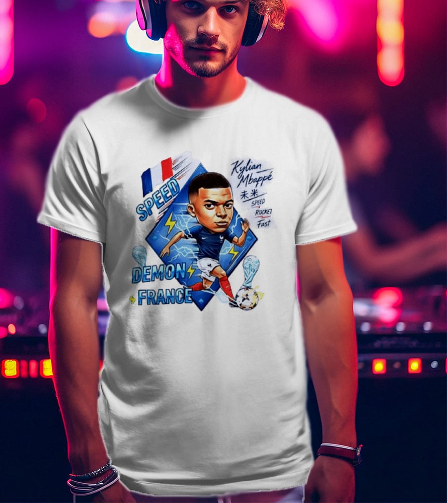 Kylian Mbappe Speed Demon France Future Rocket Fast Lightning Soccer Hero T-Shirt