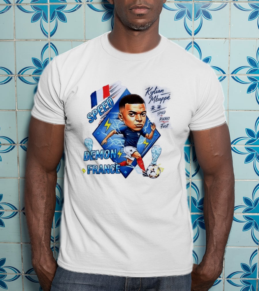 Kylian Mbappe Speed Demon France Future Rocket Fast Lightning Soccer Hero T-Shirt