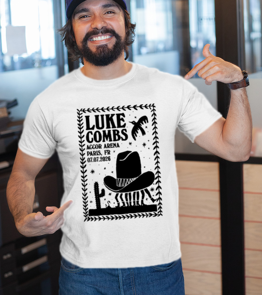 Luke Combs Paris Accor Arena July 07 2026 Western Theme Cowboy Hat Desert Cactus T-Shirt