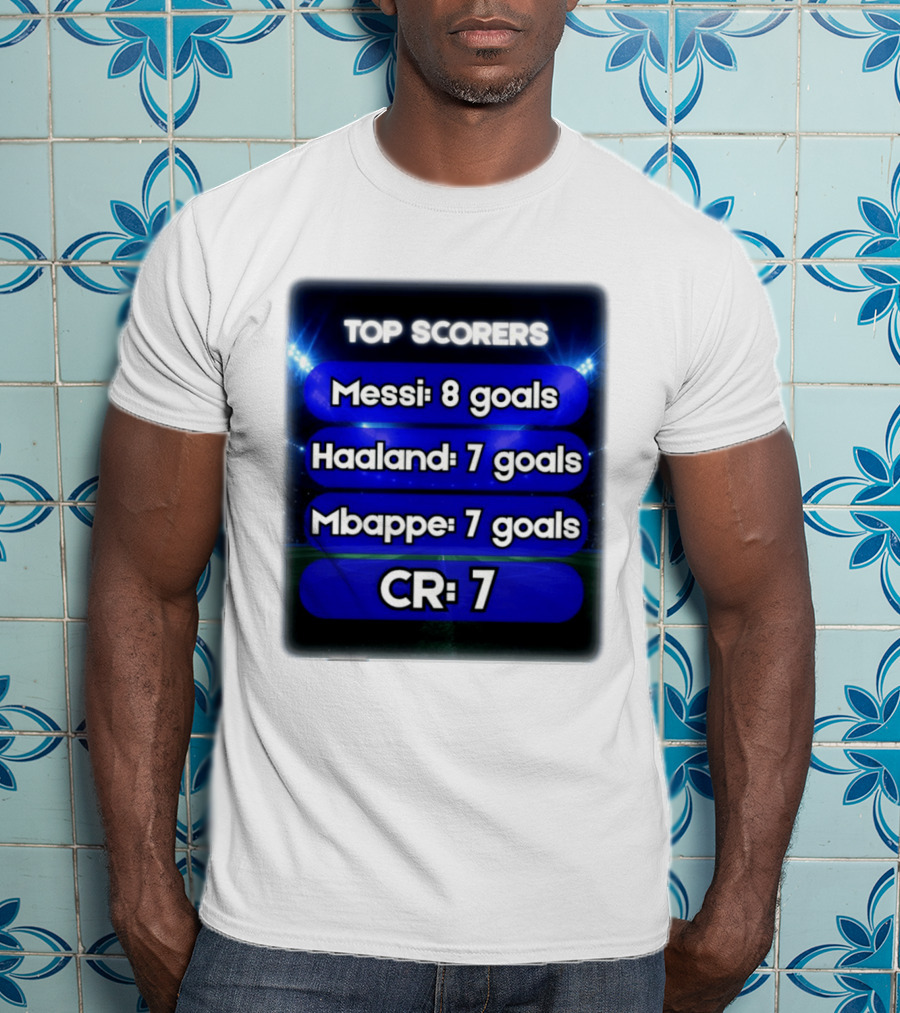 Top Scorers Messi 8 Goals Haaland 7 Goals Mbappe 7 Goals CR7 T-Shirt