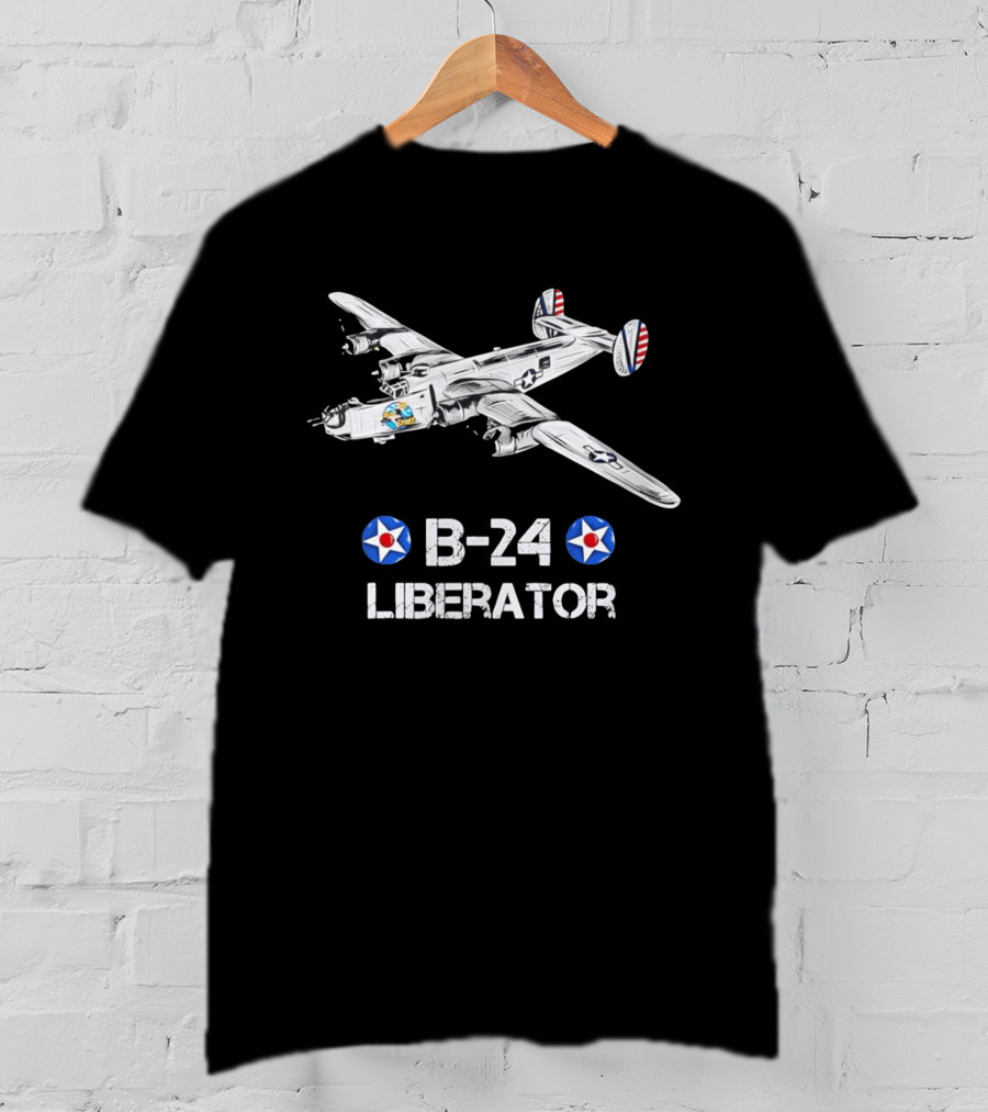 B 24 Liberator WWII Bomber American Military Aviation Vintage Aircraft T-Shirt