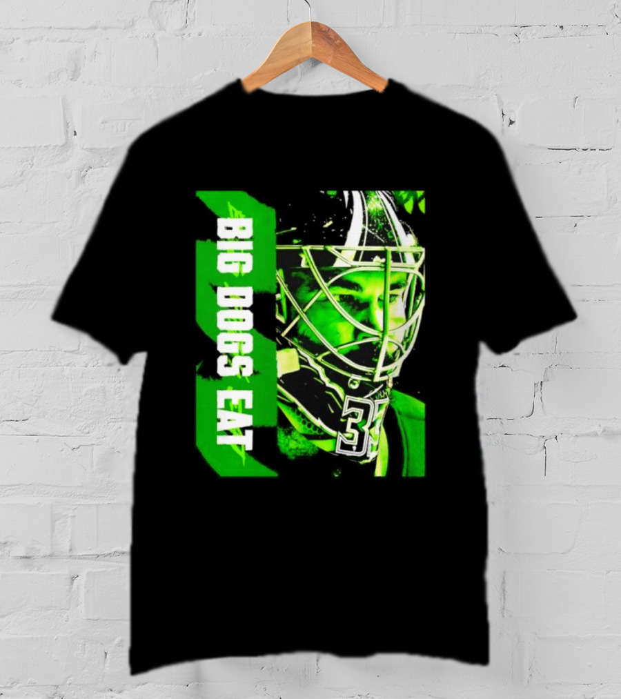 Big Dogs Eat Hockey Goalie 33 Green Masked Player T-Shirt