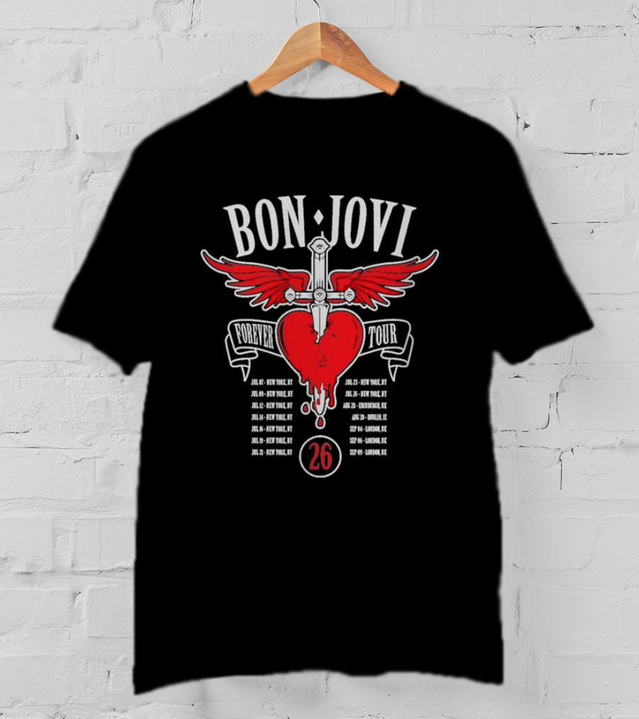 Bon Jovi Forever Tour 2026 Winged Heart And Dagger Dates T-Shirt
