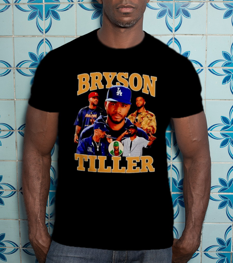 Bryson Tiller Collage With LA Cap And Multiple Outfits T-Shirt