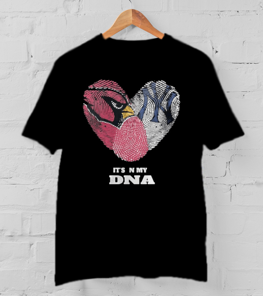 Cardinals Yankees It's In My DNA Fingerprint Heart Fan T-Shirt