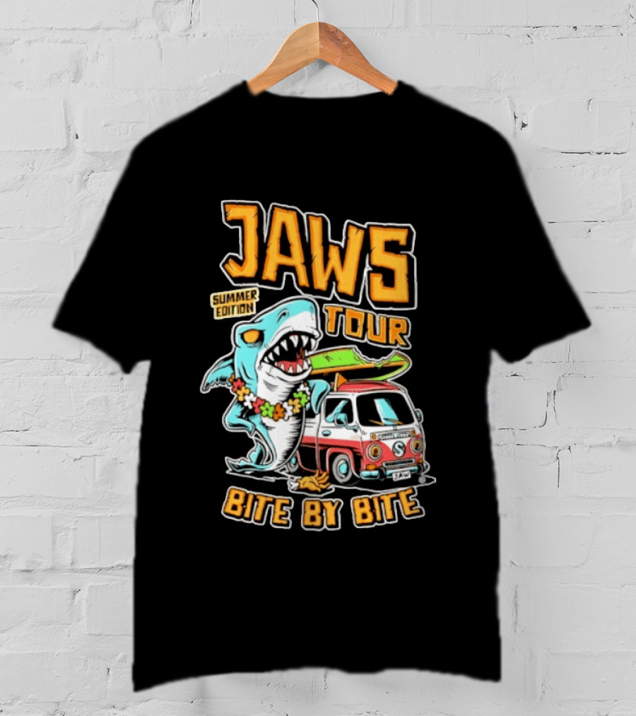 Jaws Tour Summer Edition Bite By Bite Surf Van Adventure T-Shirt
