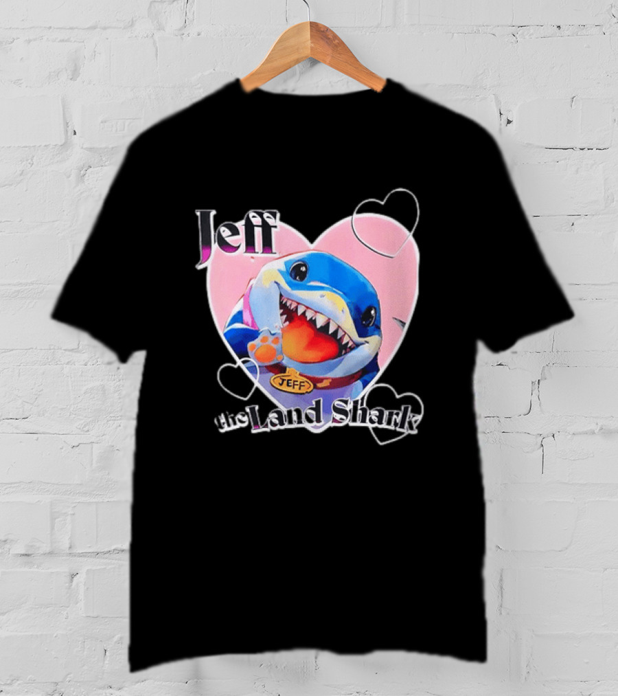 Jeff The Land Shark Heart Pink Love Hearts T-Shirt