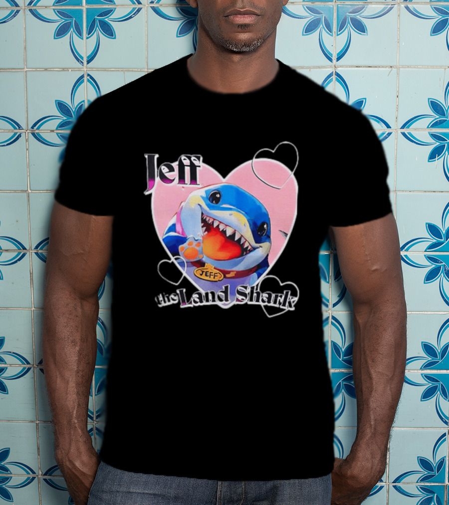 Jeff The Land Shark Heart Pink Love Hearts T-Shirt