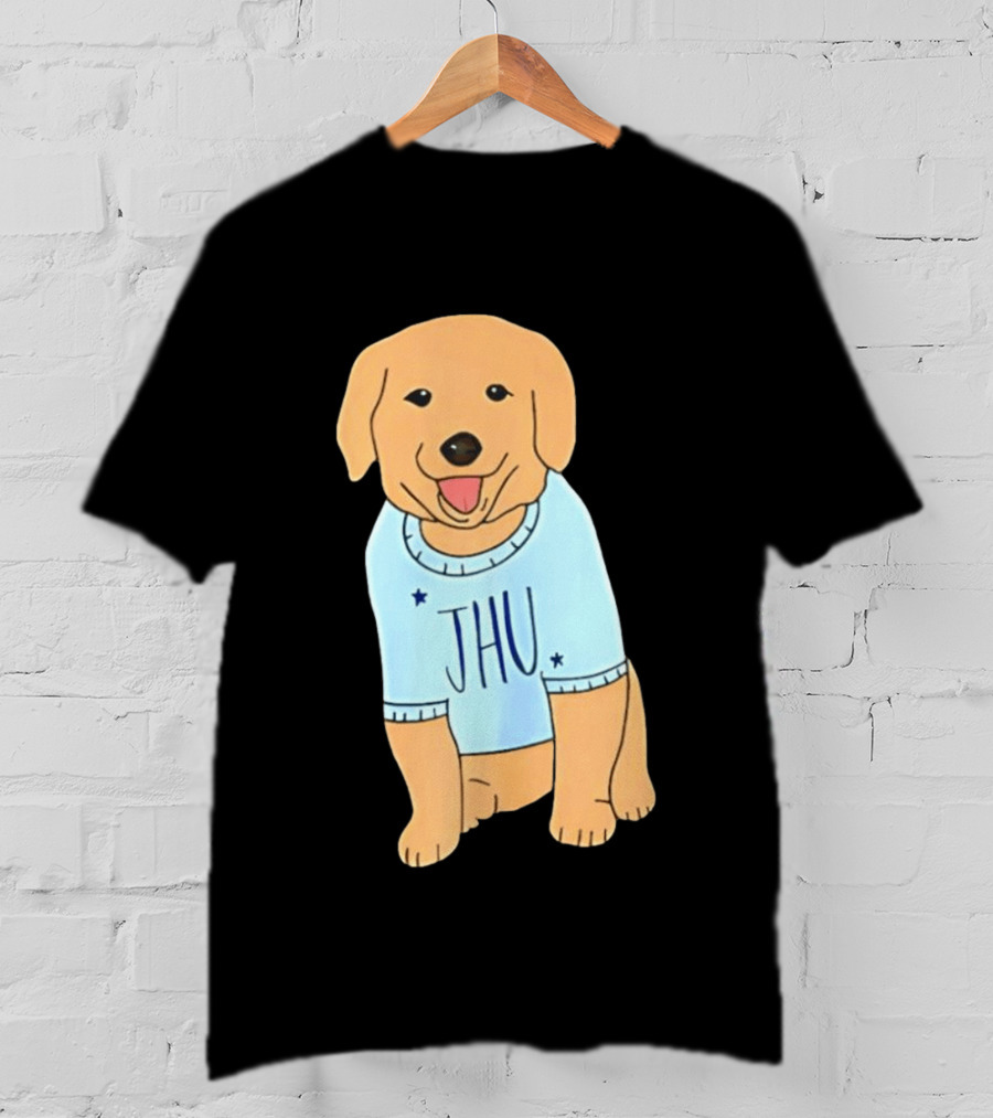 JHU Puppy In Light Blue Sweater T-Shirt