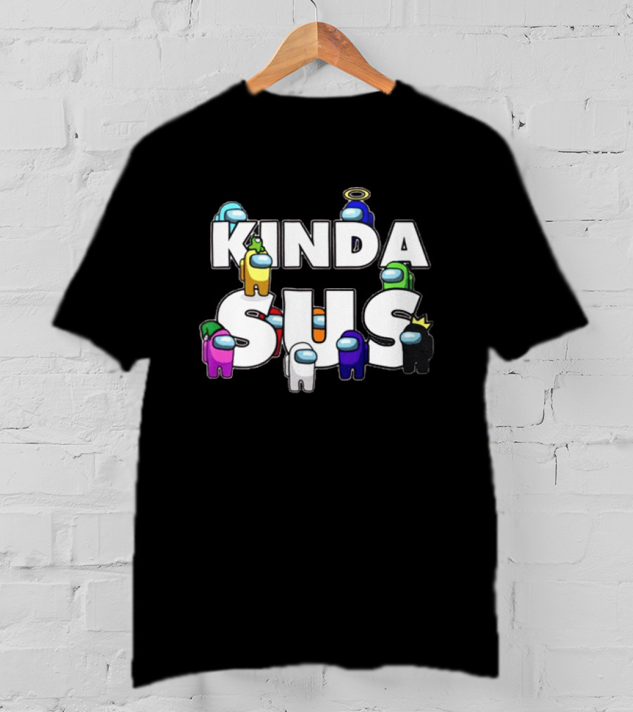 Kinda Sus Among Us Crewmates Halo Crown Funny Game Reference T-Shirt