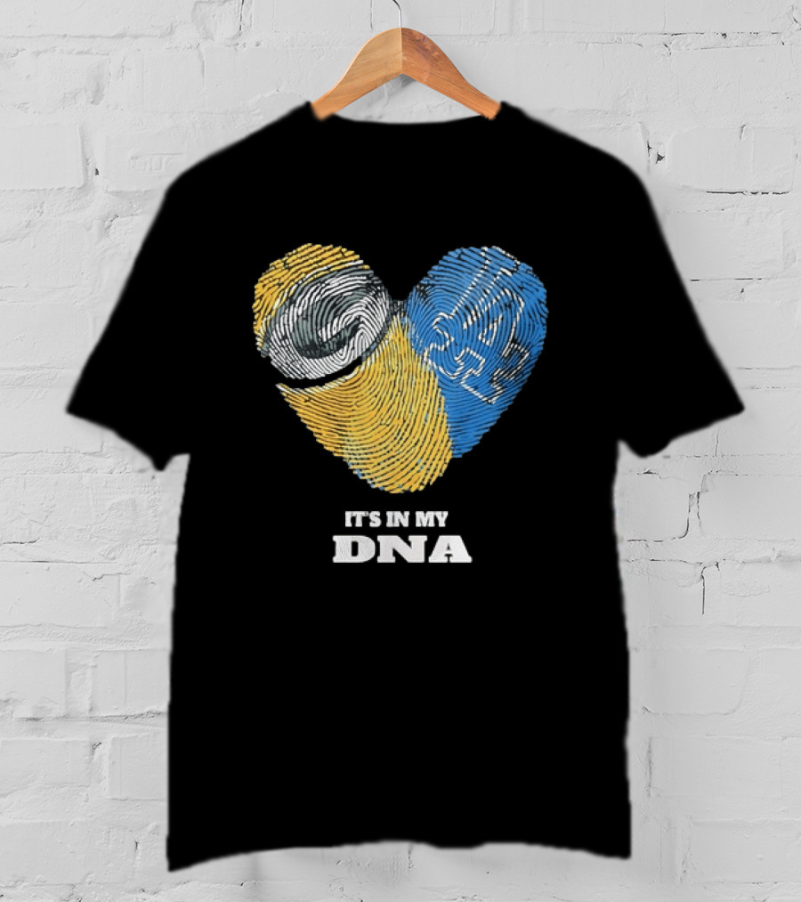 Green Bay Packers Los Angeles Dodgers It's In My DNA Fingerprint Heart T-Shirt