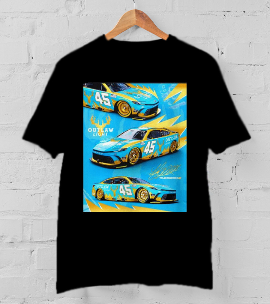 Tyler Reddick 45 Outlaw Light NASCAR Cup Series Toyota Camry Racing Car T-Shirt