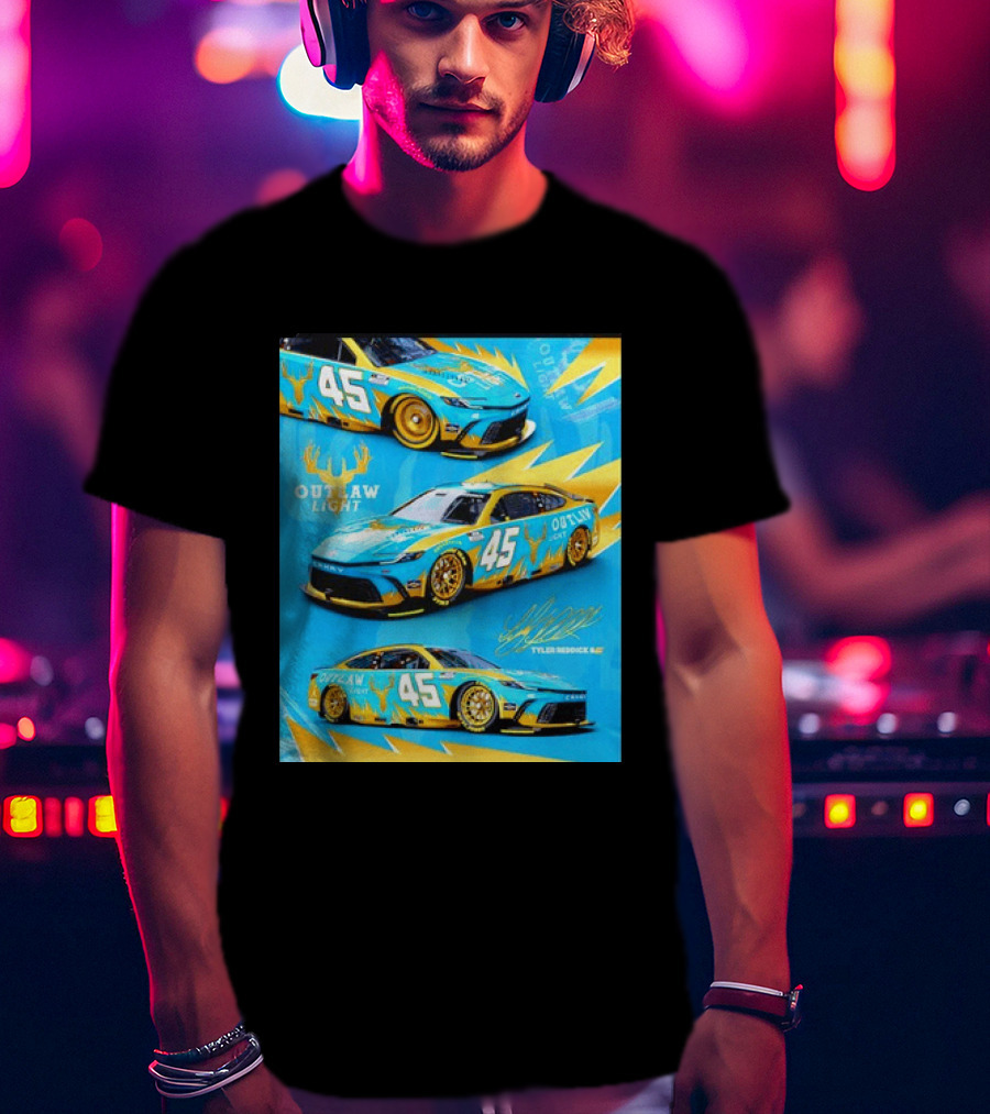 Tyler Reddick 45 Outlaw Light NASCAR Cup Series Toyota Camry Racing Car T-Shirt