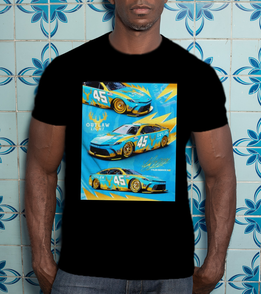 Tyler Reddick 45 Outlaw Light NASCAR Cup Series Toyota Camry Racing Car T-Shirt
