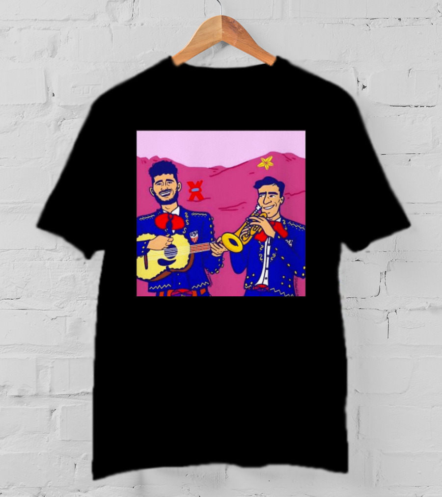 USA Mariachi Musicians Mexican Culture Guitar Trumpet Stars Mountains T-Shirt