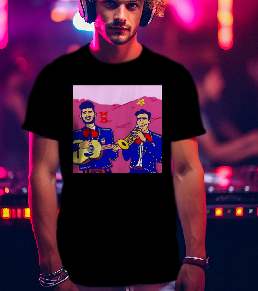 USA Mariachi Musicians Mexican Culture Guitar Trumpet Stars Mountains T-Shirt