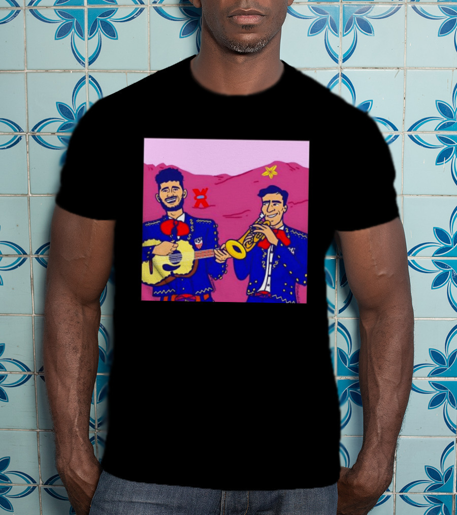 USA Mariachi Musicians Mexican Culture Guitar Trumpet Stars Mountains T-Shirt