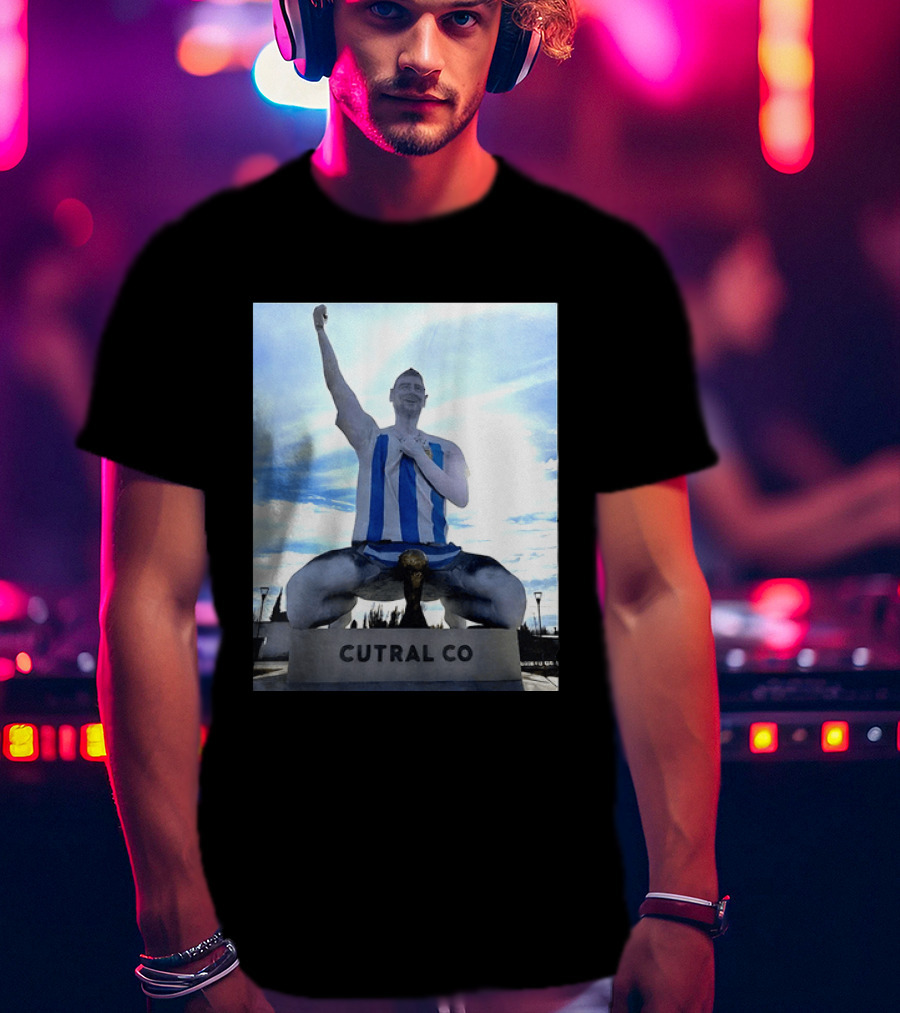 Messi Argentina Sculpture Cutral Co Legendary Statue Victory Celebration T-Shirt