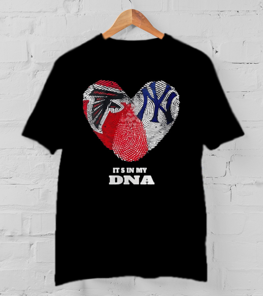 Atlanta Falcons New York Yankees It's In My DNA Fingerprint Heart T-Shirt