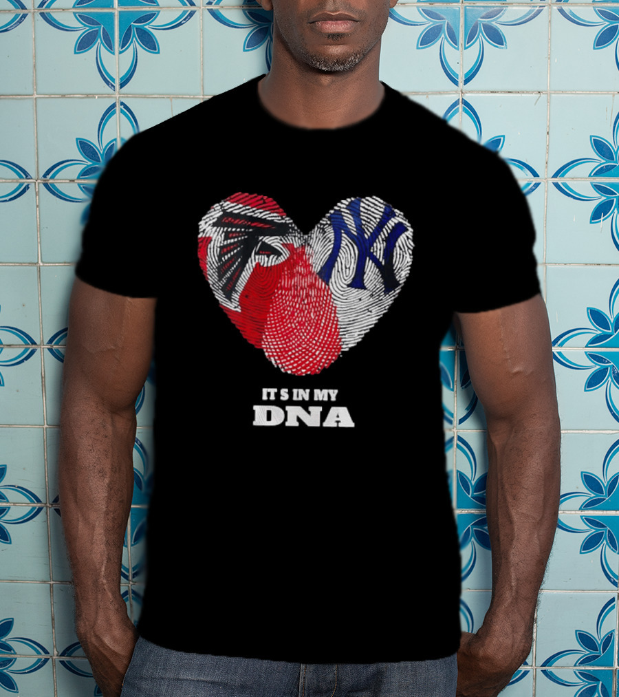 Atlanta Falcons New York Yankees It's In My DNA Fingerprint Heart T-Shirt