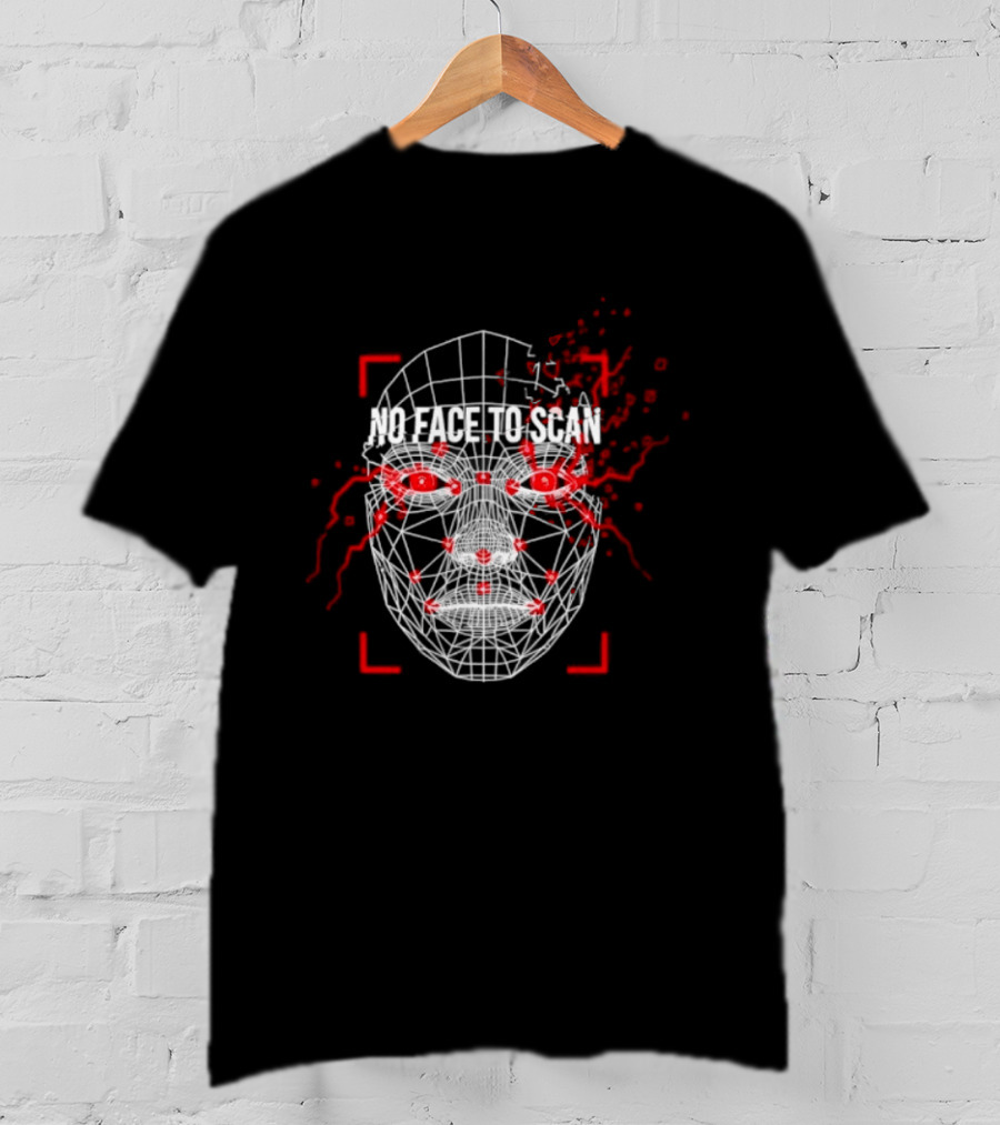No Face To Scan Anti Surveillance 2026 Grid With Red Marks And Dots T-Shirt