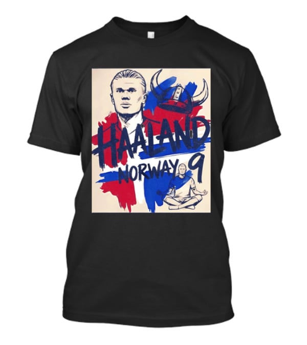Norway Haaland Number 9 Viking Helmet Football T-Shirt